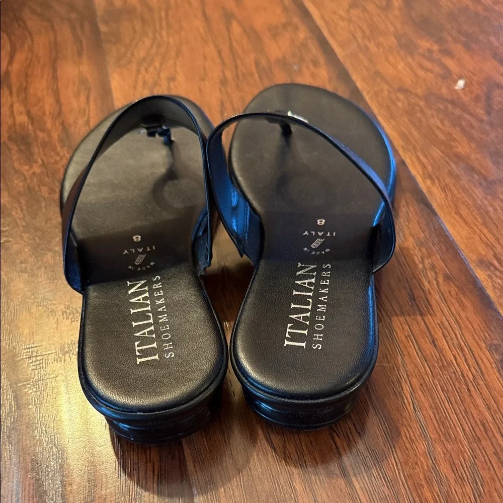 Italian Shoemakers Black Sandals with Sparkling Silver Detail Size 8 - Picture 6 of 6